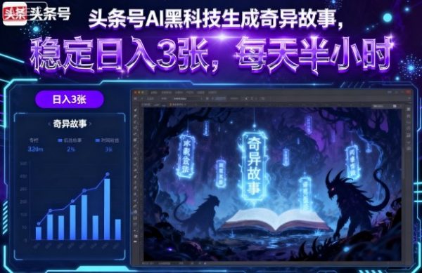 头条号AI黑科技生成奇异故事，稳定日入3张，每天半小时插图