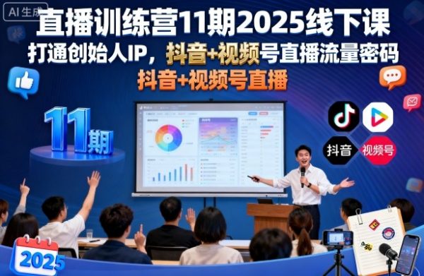 直播训练营11期2025线下课，打通创始人IP，抖音+视频号直播流量密码，教你做出高流量高变现的直播间插图