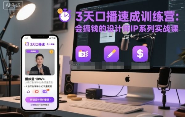 3天口播速成训练营，会搞钱的设计师IP系列实战课插图