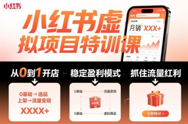 小红书虚拟项目特训课，帮你从0到1打造稳定盈利的店铺，抓住流量红利（更新9月）插图