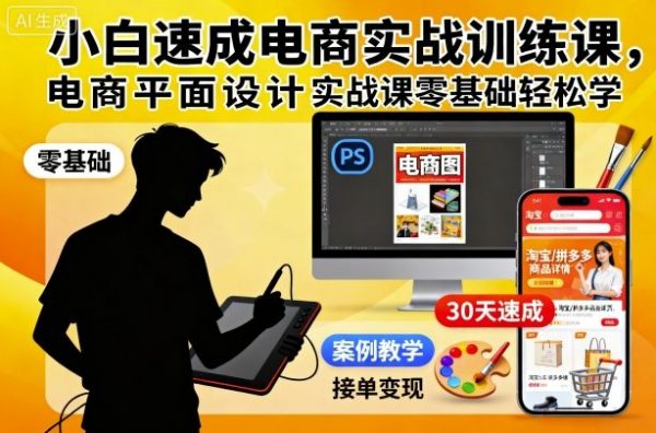 小白速成电商实战训练课,电商平面设计实战课零基础轻松学插图 电商实战训练课