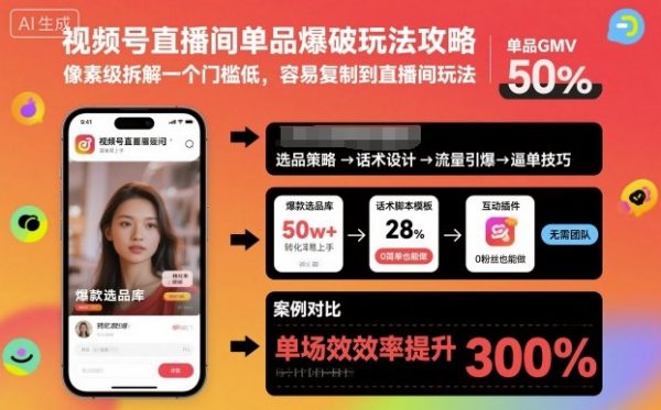 视频号直播间单品爆破玩法攻略,像素级拆解一个门槛低,容易复制到直播间玩法插图 视频号直播