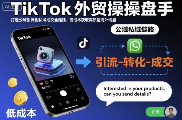 TikTok外贸操盘手，打通公域引流到私域成交全链路，低成本获取高质量海外询盘插图