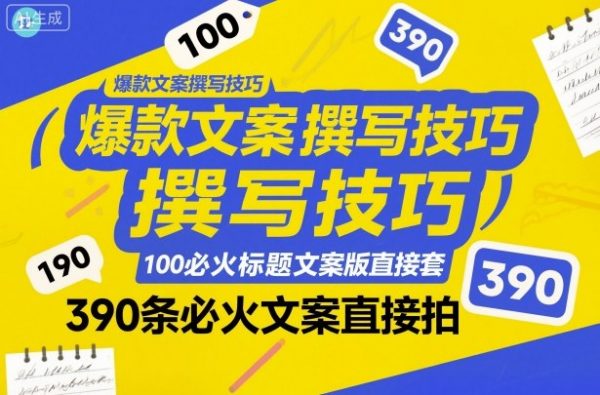 爆款文案撰写技巧，100个必火标题文案模版直接套，390条必火文案直接拍插图