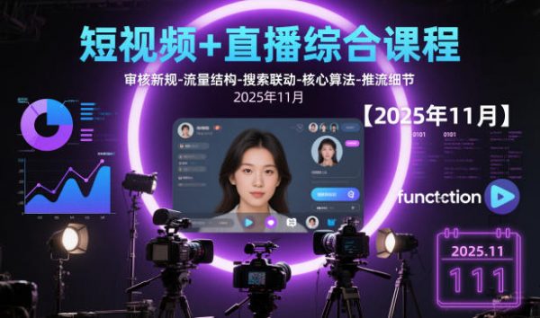 短视频+直播综合课程【2025年11月】,审核新规-流量结构-搜索联动-核心算法-推流细节插图 短视频+直播综合课程【2025年11月】,审核新规-流量结构-搜索联动-核心算法-推流细节插图