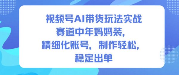 视频号AI带货玩法实战,赛道中年妈妈装,精细化账号,制作轻松,稳定出单插图 视频号AI带货玩法实战,赛道中年妈妈装,精细化账号,制作轻松,稳定出单插图