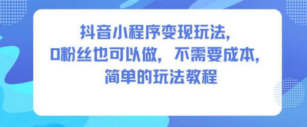 抖音小程序变现玩法，0粉丝也可以做，不需要成本，简单的玩法教程插图