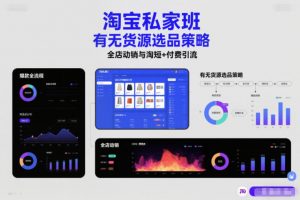 淘宝私家班，有无货源选品策略，高成功率爆款全流程打法，全店动销与淘短+付费引流（更新）