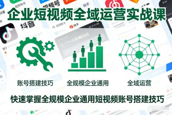 企业短视频全域运营实战课，快速掌握全规模企业通用短视频账号搭建技巧插图