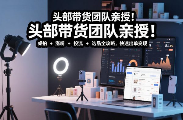 头部带货团队亲授!专业短视频实拍带货课:桌拍+涨粉+投流+选品全攻略,快速出单变现,月入2w+插图 头部带货团队亲授!专业短视频实拍带货课:桌拍+涨粉+投流+选品全攻略,快速出单变现,月入2w+插图