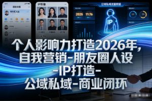 个人影响力打造2026年，自我营销-朋友圈人设-IP打造-公域私域-商业闭环