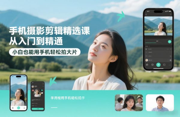 手机摄影剪辑精选课,从入门到精通,小白也能用手机轻松拍大片插图 手机摄影剪辑精选课,从入门到精通,小白也能用手机轻松拍大片插图