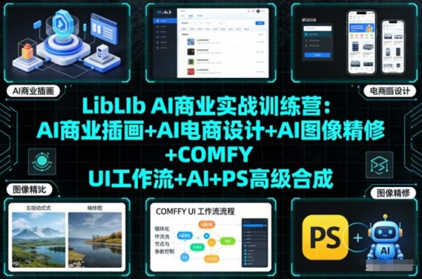 LibLIb AI商业实战训练营：AI商业插画+AI电商设计+AI图像精修+COMFY UI工作流+AI+PS高级合成插图
