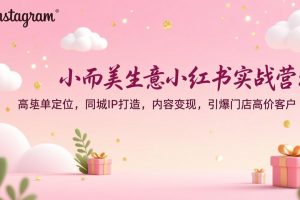 小而美生意小红书实战营：高客单定位，同城IP打造，内容变现，引爆门店高价客户