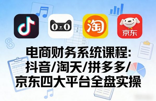 电商财务系统课程，覆盖抖音、淘天、拼多多、京东四大主流平台的全盘实操插图