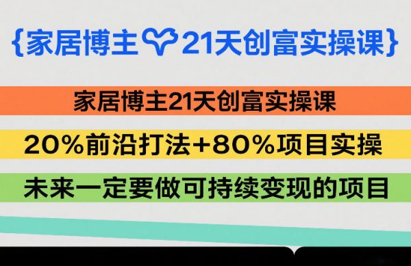 家居博主21天创富实操课,20%前沿打法+80%项目实操,未来一定要做可持续变现的项目插图 家居博主21天创富实操课,20%前沿打法+80%项目实操,未来一定要做可持续变现的项目插图
