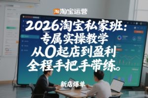 2026淘宝私家班：专属实操教学，从0起店到盈利，全程手把手带练（更新26年2月）