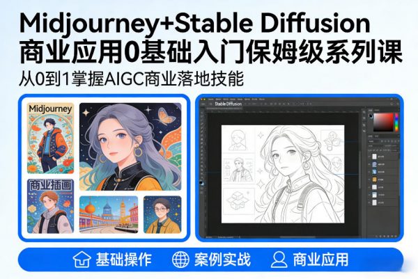 AIGC商业应用Midjourney+Stable Diffusion教程，0基础入门保姆级系列课插图