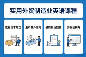 实用外贸制造业英语课程，教你专业处理送样请求、应对生产意外、回复品质投诉、撰写开发信等