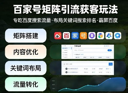 百家号矩阵引流获客玩法，布局关键词搜索排名，霸屏百度