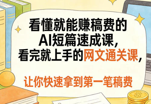 看懂就能賺稿费的AI短篇速成课，看完就上手的网文通关课