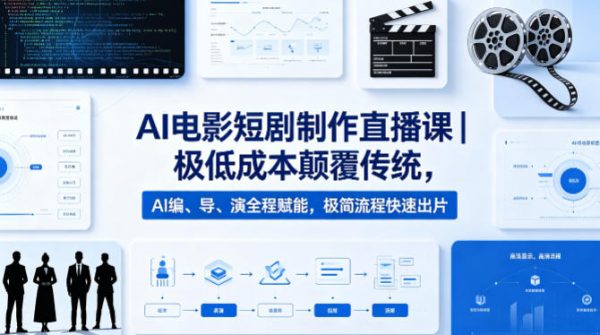 AI电影短剧制作直播课｜极低成本颠覆传统，AI编、导、演全程赋能，极简流程快速出片插图