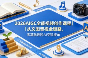 2026AIGC全能视频创作课程｜从文图音视全链路，零基础进阶AI变现接单