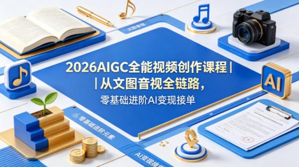 2026AIGC全能视频创作课程｜从文图音视全链路，零基础进阶AI变现接单插图