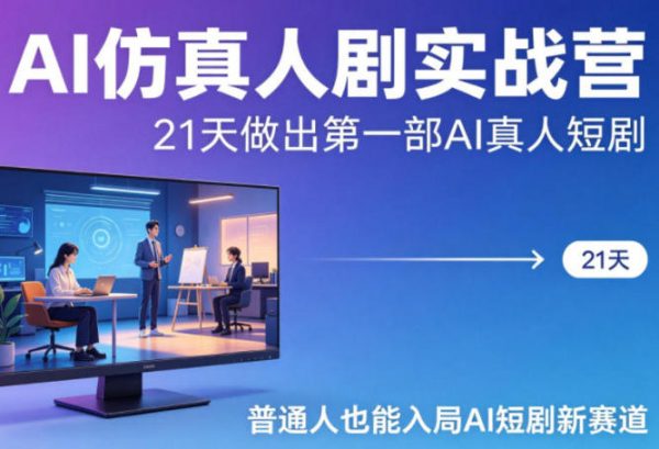 AI仿真人剧实战营，21天做出第一部AI真人短剧